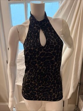 Joseph Ribkoff Black and Brown Keyhole Halter Top